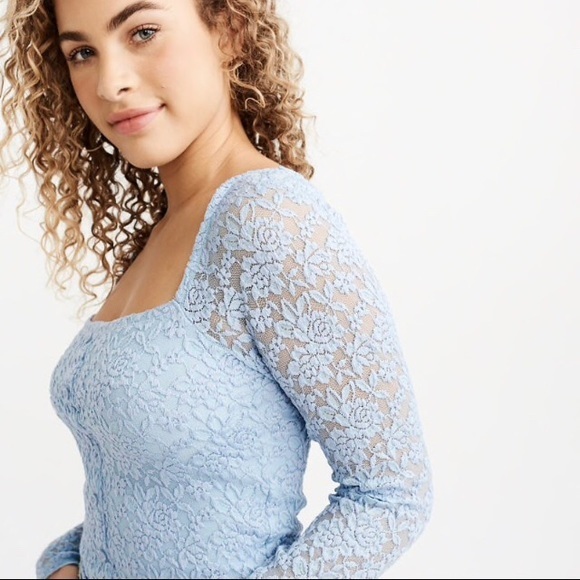 NWT Abercrombie & Fitch Lace Tops XS-M Blue/White - Picture 5 of 8